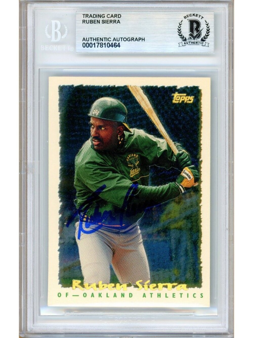 Ruben Sierra Signed 1995 Topps CyberStats #167 Oakland Athletics BAS Slab Auto